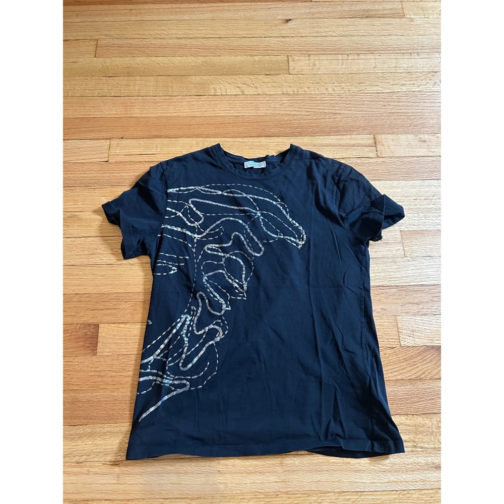 Versace Collection Mens Medusa Head Graphic T-Shirt Black Silver Size S V800683S